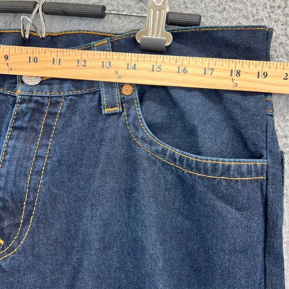 TRUE RELIGION Mens 42 (38x32 Act) Straight Flap Red Orange Blue World Tour Jeans